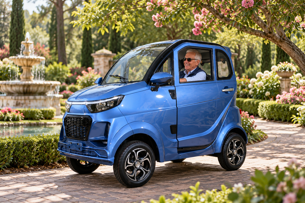 Q Express Fully Enclosed All-Weather Cabin Scooter - Blue