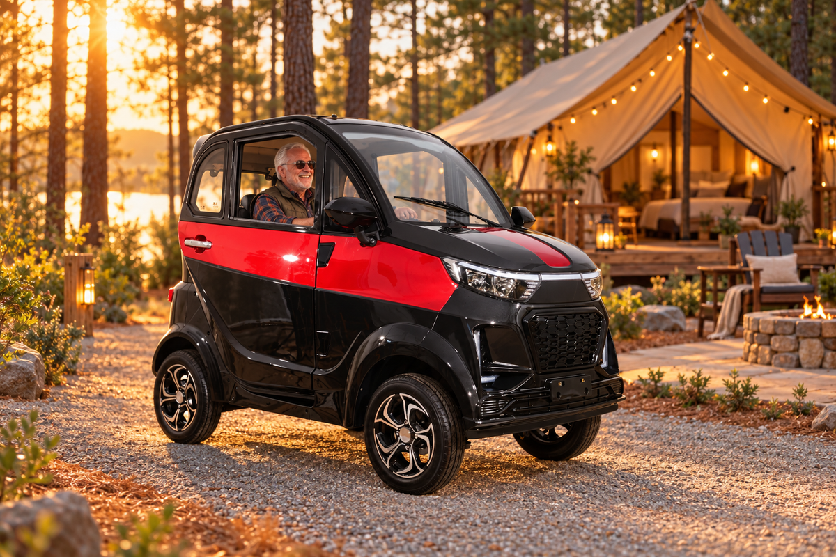 Q Express Fully Enclosed All-Weather Cabin Scooter Black & Red