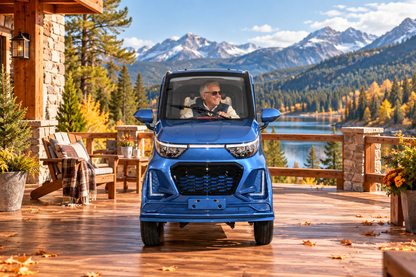 Q Express Fully Enclosed All-Weather Cabin Scooter - Blue