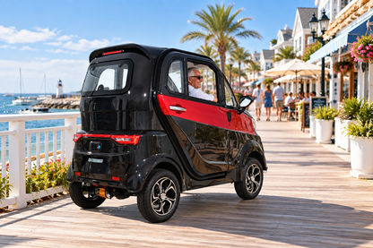 Q Express Fully Enclosed All-Weather Cabin Scooter Black & Red